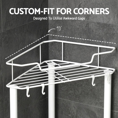 Artiss 4 Tier Floor Standing Corner Shower Caddy Bathroom Organizer White - Image 6