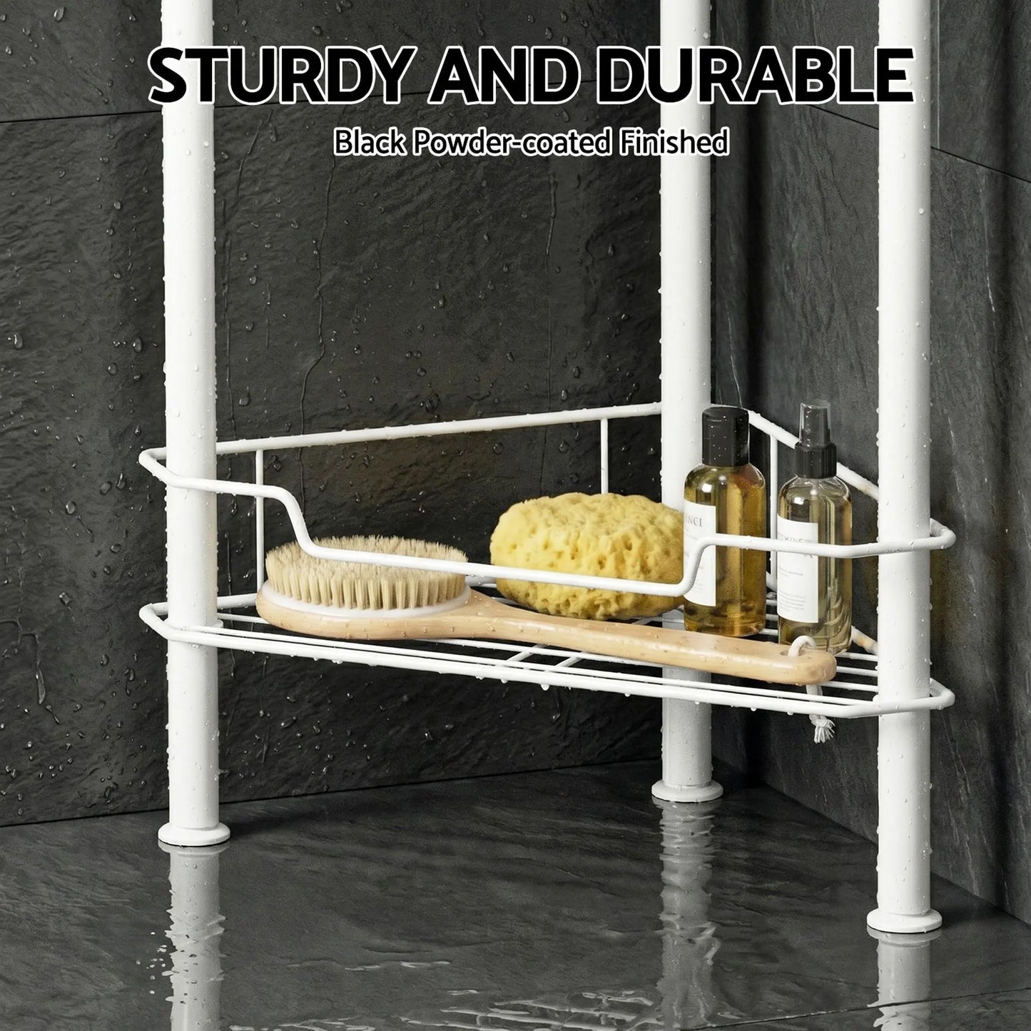 Artiss 4 Tier Floor Standing Corner Shower Caddy Bathroom Organizer White - Image 7