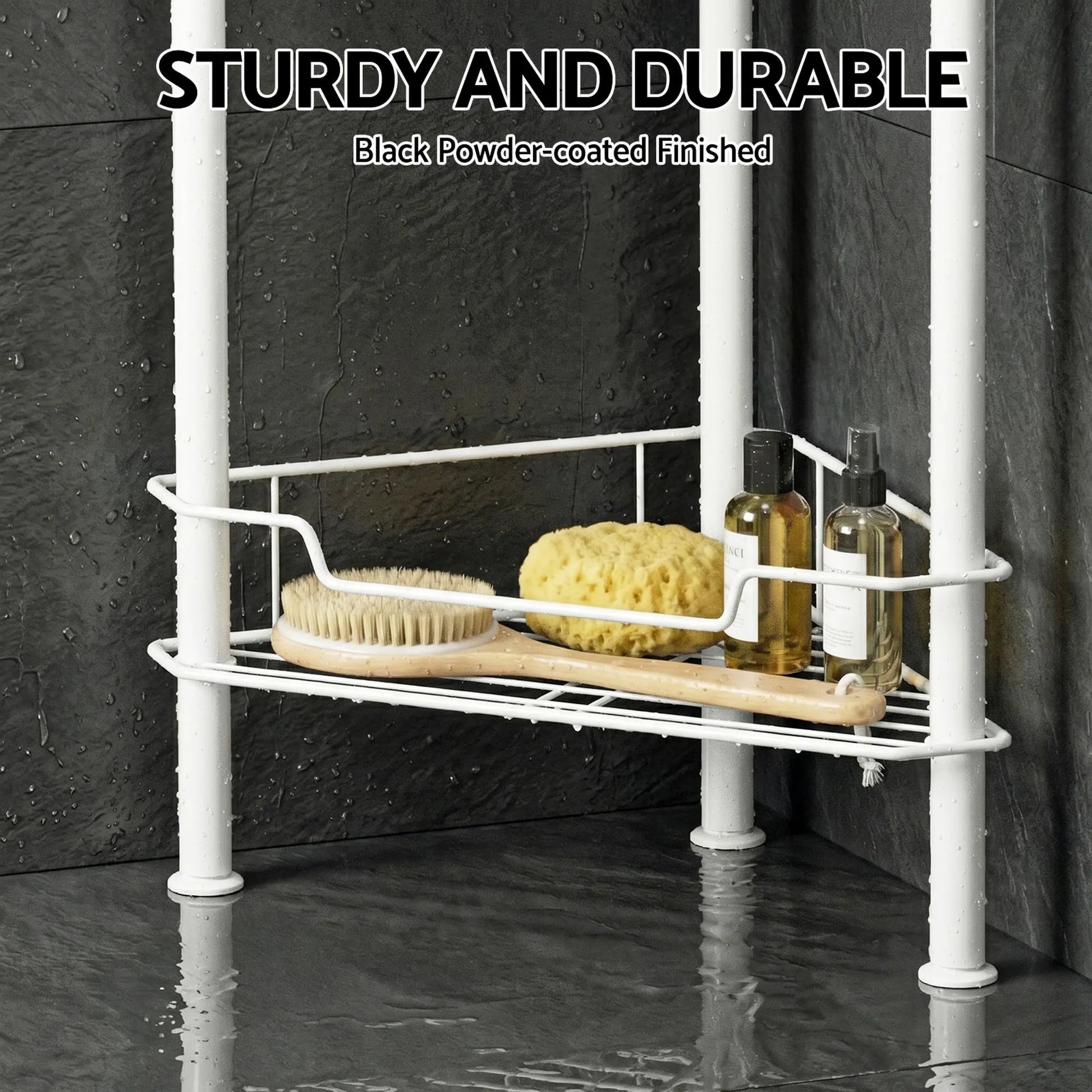 Artiss 4 Tier Floor Standing Corner Shower Caddy Bathroom Organizer White - Image 7
