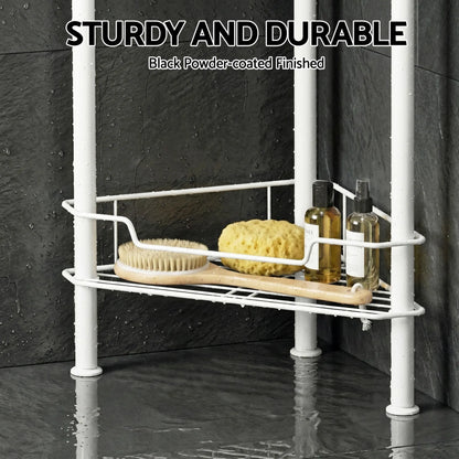 Artiss 4 Tier Floor Standing Corner Shower Caddy Bathroom Organizer White - Image 7