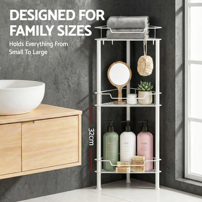 Artiss 4 Tier Floor Standing Corner Shower Caddy Bathroom Organizer White - Image 8