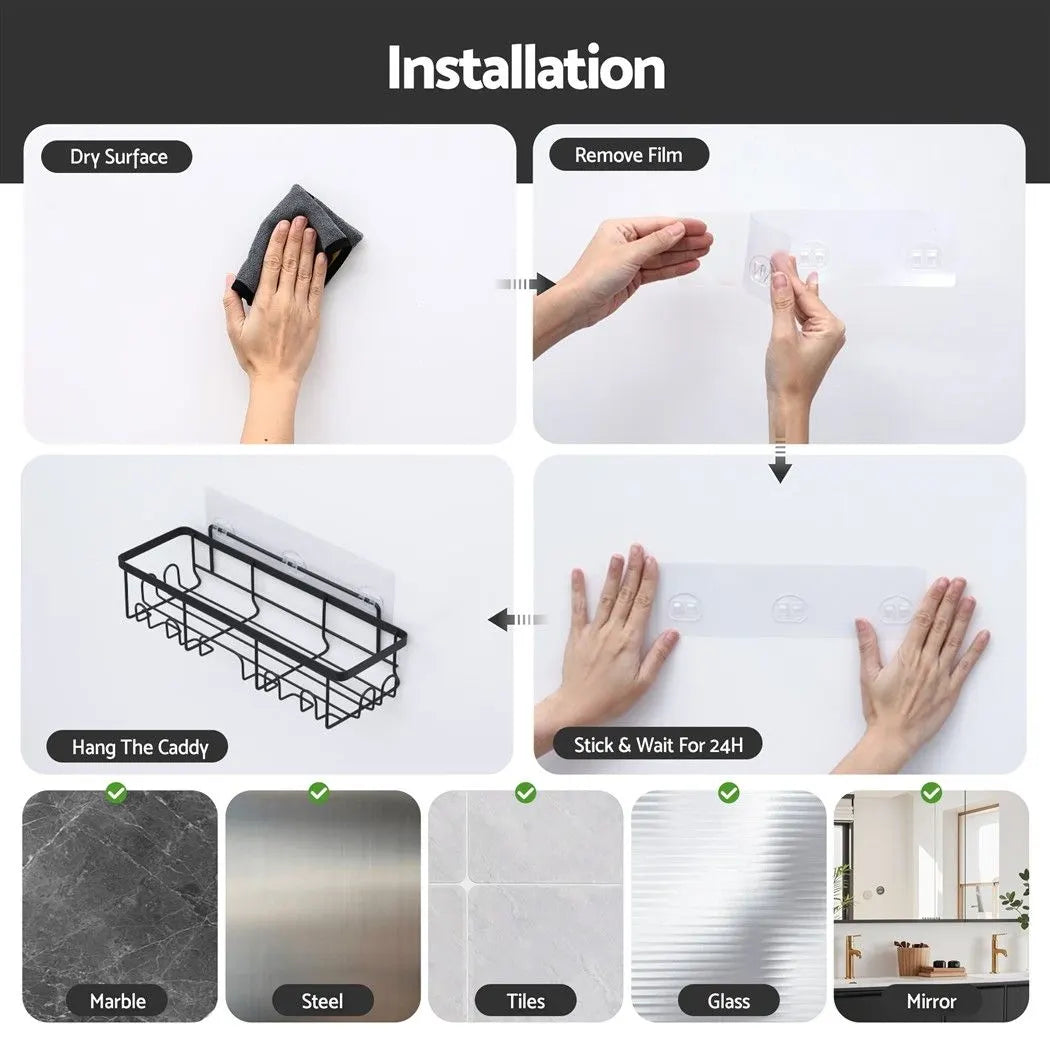 Artiss Shower Caddy Metal Bathroom Organiser Rust Resistant 6 Pack - Image 8