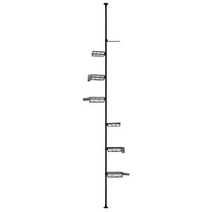 Artiss Tension Pole Shower Caddy Steel Corner Bathroom Shelf Black - Image 3