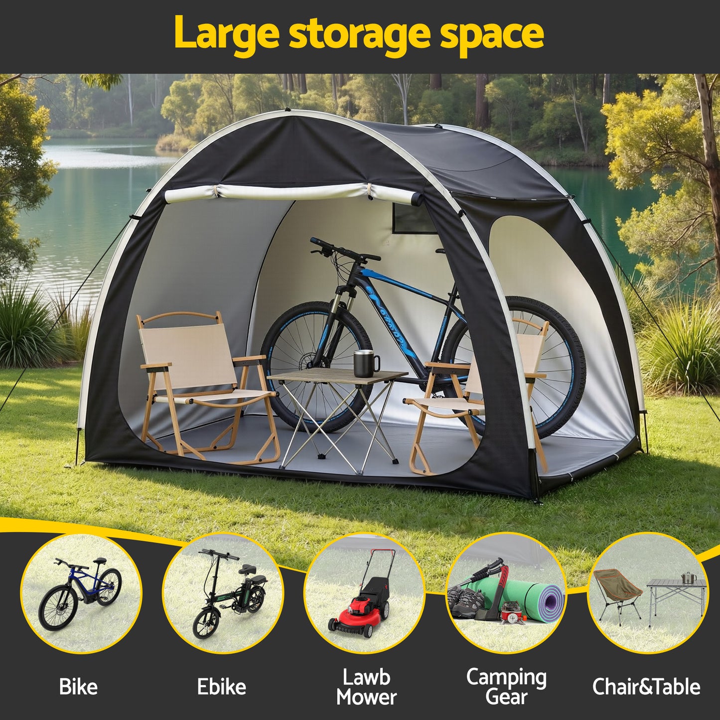 Giantz Bike Storage Tent Outdoor Waterproof UV Resistant Shelter w/ Ventilation - Image 5