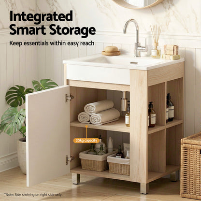 Cefito Vanity Unit 835mm Basin Bathroom Cabinet Side Storage Free Standing Sink - Image 6