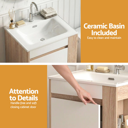 Cefito Vanity Unit 835mm Basin Bathroom Cabinet Side Storage Free Standing Sink - Image 7