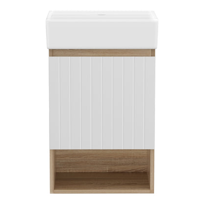 Cefito Vanity Unit 445mm Basin Bathroom Cabinet Storage Wall Hung Sink White - Image 3