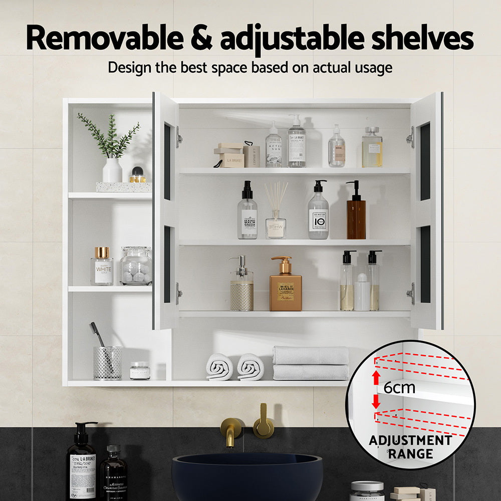 Cefito Bathroom Mirror Cabinet 100CM Vanity Medicine Wall Mounted Storage White - Image 6