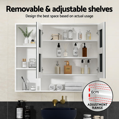 Cefito Bathroom Mirror Cabinet 100CM Vanity Medicine Wall Mounted Storage White - Image 6