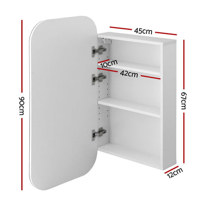 Cefito Bathroom Mirror Cabinet Medicine Shaving Arch Wall Hung 450x900mm White - Image 2