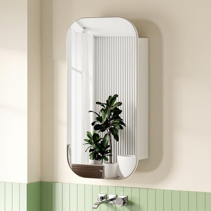 Cefito Bathroom Mirror Cabinet Medicine Shaving Arch Wall Hung 450x900mm White - Image 7