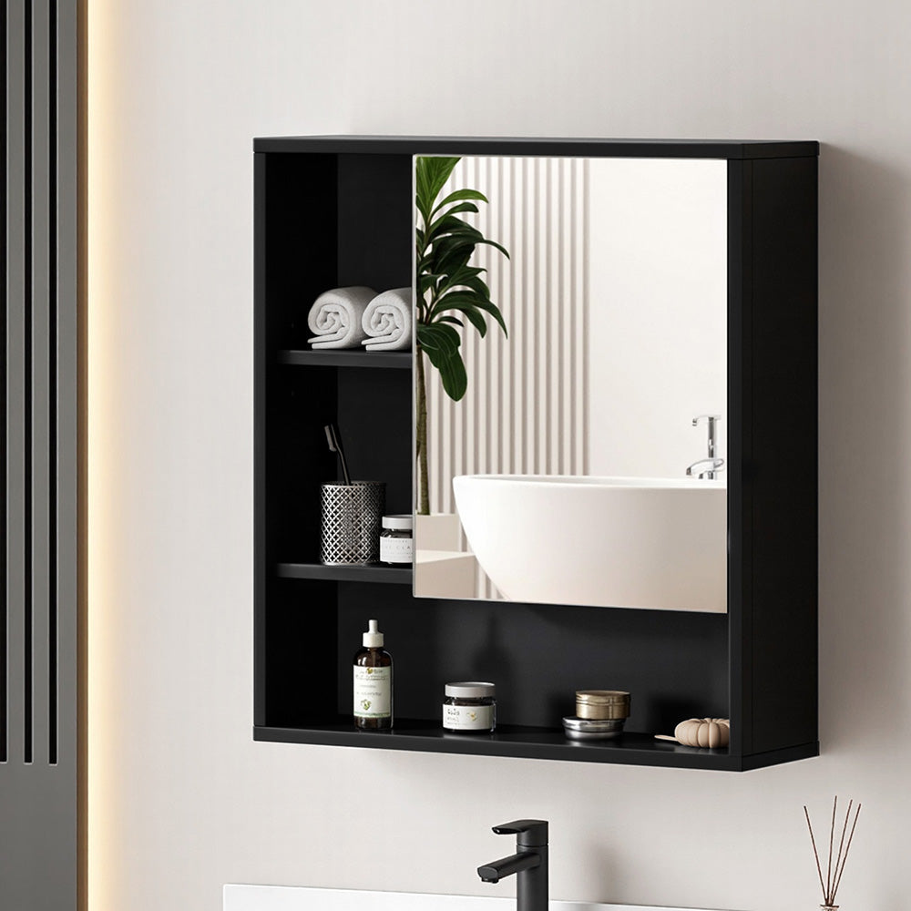 Cefito Bathroom Mirror Cabinet Mirrored Medicine Adjustable Shelf Wall Mounted 560mm Black - Image 7