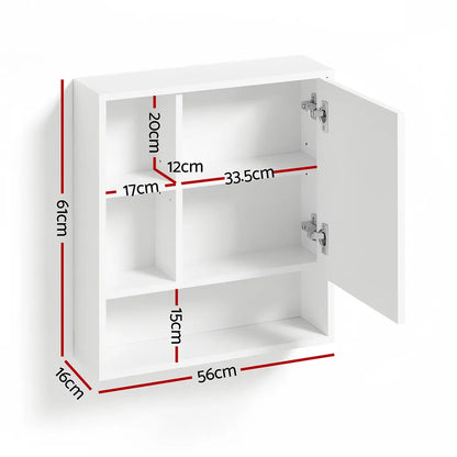 Cefito Bathroom Mirror Cabinet Mirrored Medicine Adjustable Shelf Wall Mounted 560mm White - Image 2