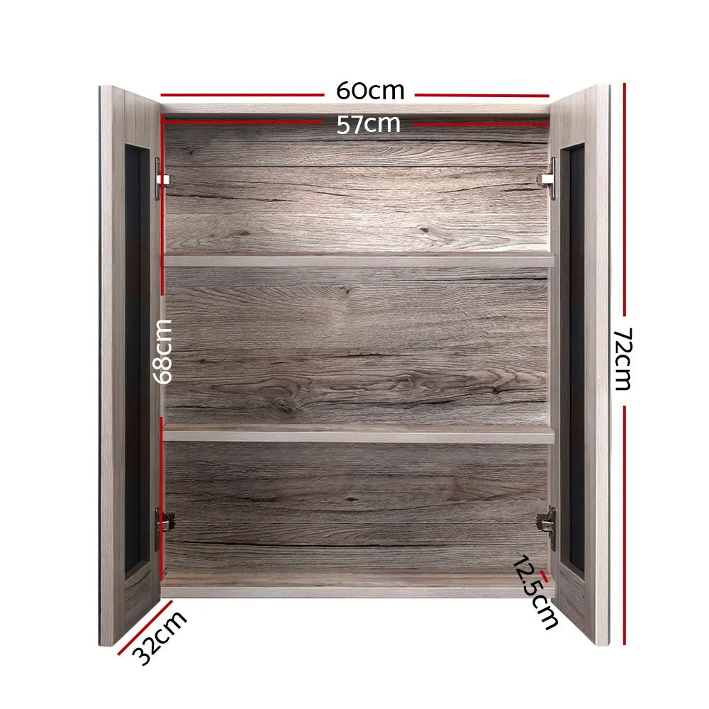 Cefito Bathroom Mirror Cabinet 600x720mm Oak - Image 2