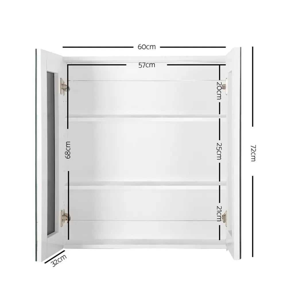 Cefito Bathroom Mirror Cabinet 600x720mm White - Image 2