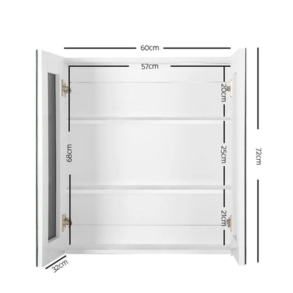 Cefito Bathroom Mirror Cabinet 600x720mm White - Image 2