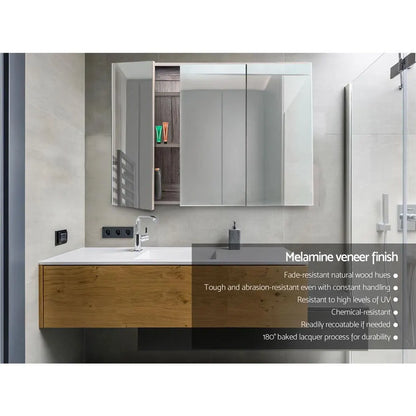 Cefito Bathroom Mirror Cabinet 900x720mm Oak - Image 4