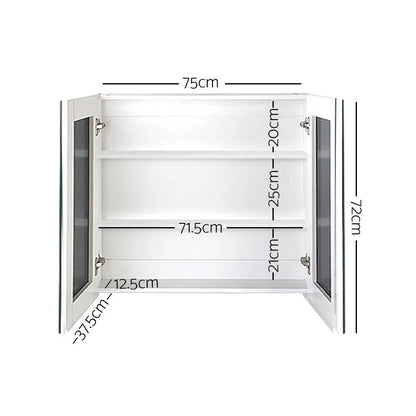 Cefito Bathroom Mirror Cabinet 750x720mm White - Image 2