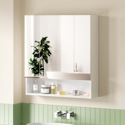 Cefito Bathroom Mirror Cabinet Medicine Adjustable Shelves Wall Hung 700x750mm White - Image 7