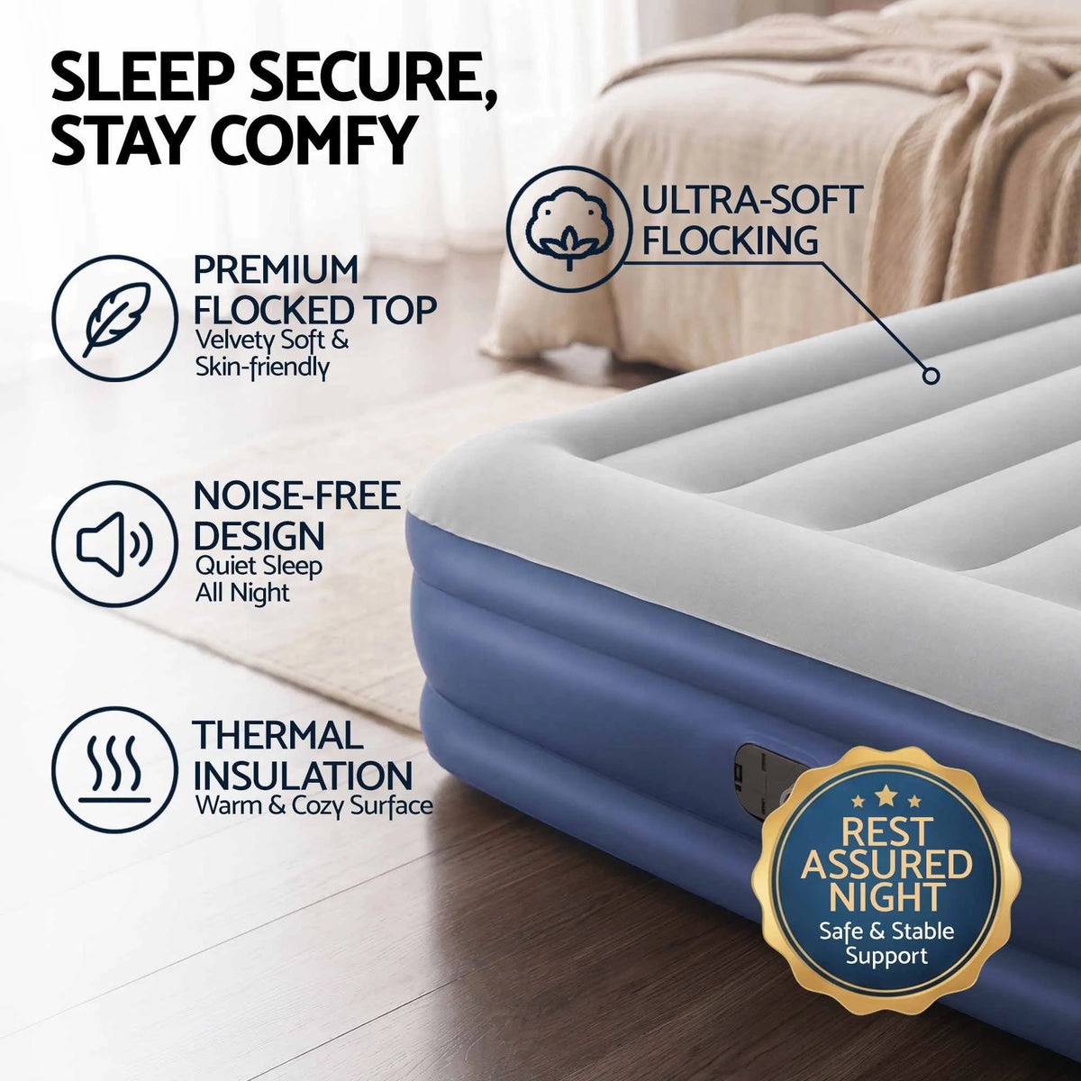 Bestway Single Air Mattress with Built-in Pump Tritech Inflatable Bed 46cm - Image 6