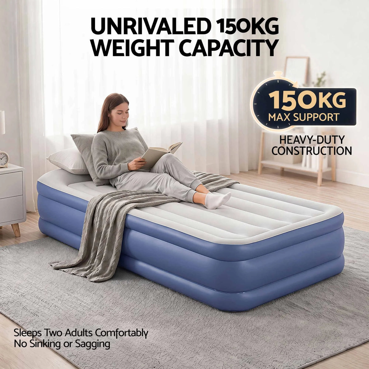 Bestway Single Air Mattress with Built-in Pump Tritech Inflatable Bed 46cm - Image 7