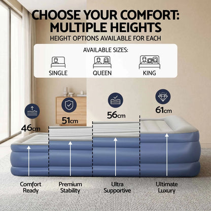 Bestway Single Air Mattress with Built-in Pump Tritech Inflatable Bed 46cm - Image 8