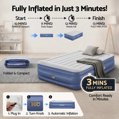 Bestway Queen Air Mattress with Built-in Pump Tritech Inflatable Bed 56cm - Image 5