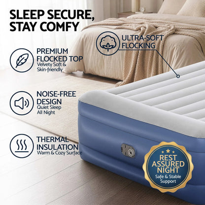 Bestway Queen Air Mattress with Built-in Pump Tritech Inflatable Bed 56cm - Image 6