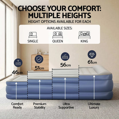 Bestway Queen Air Mattress with Built-in Pump Tritech Inflatable Bed 56cm - Image 8