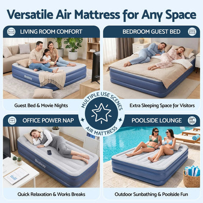 Bestway Queen Air Mattress with Built-in Pump Tritech Inflatable Bed 56cm - Image 9