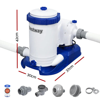 Bestway Pool Pump Cartridge Filter 2500GPH 9463L/H Flowclear™ Filters Cleaner - Image 2