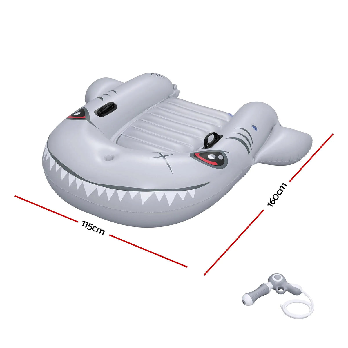 Bestway Shark Ride-On Pool Float Toy Floaties for Kids 45kg Capacity Grey - Image 2