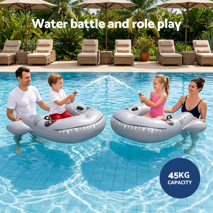 Bestway Shark Ride-On Pool Float Toy Floaties for Kids 45kg Capacity Grey - Image 4
