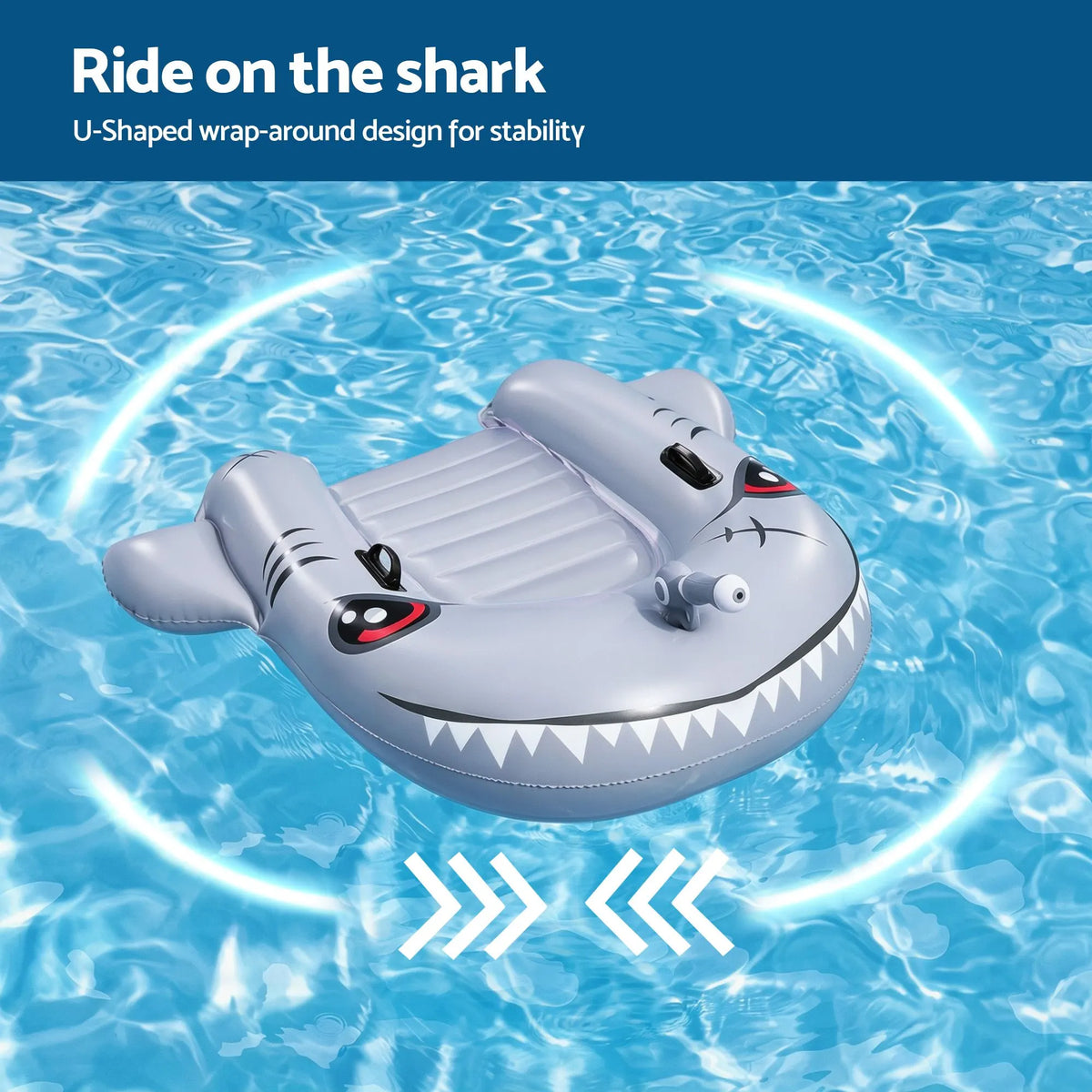Bestway Shark Ride-On Pool Float Toy Floaties for Kids 45kg Capacity Grey - Image 5