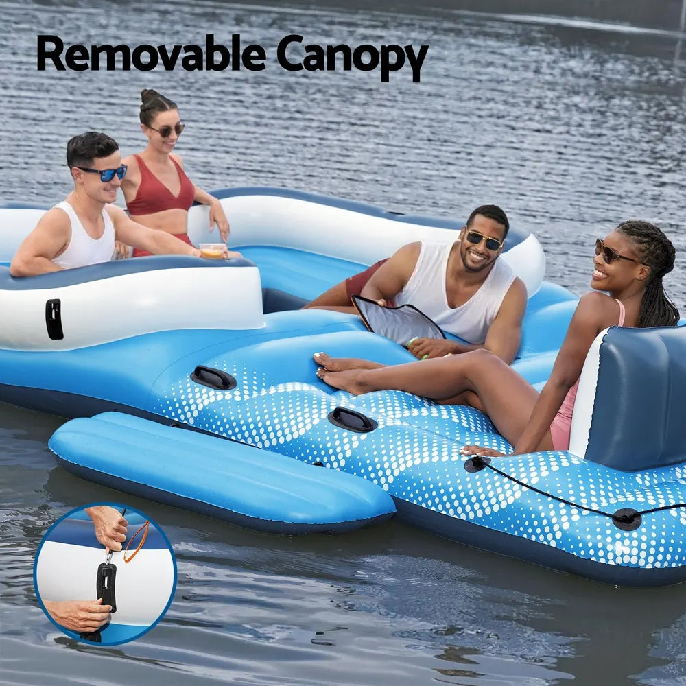Bestway Pool Float Island Inflatable Lounge 6-person Raft Seat Canopy - Image 4
