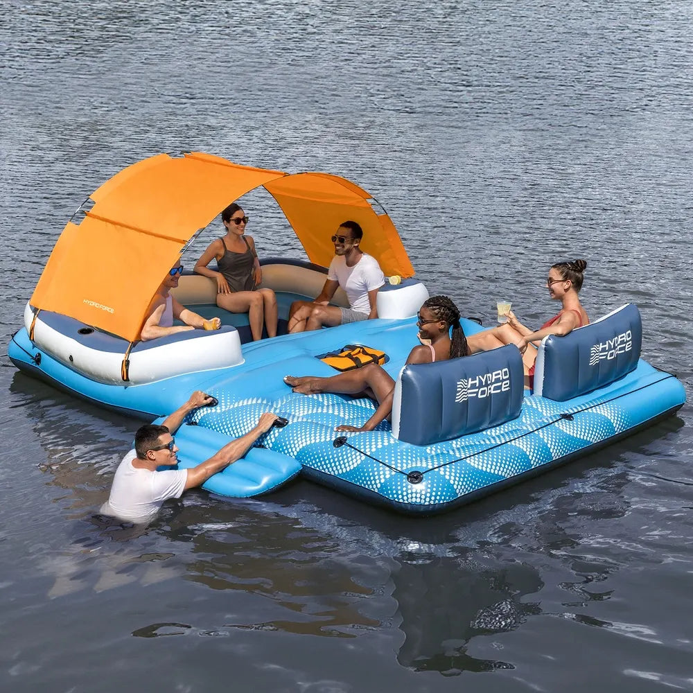 Bestway Pool Float Island Inflatable Lounge 6-person Raft Seat Canopy - Image 7