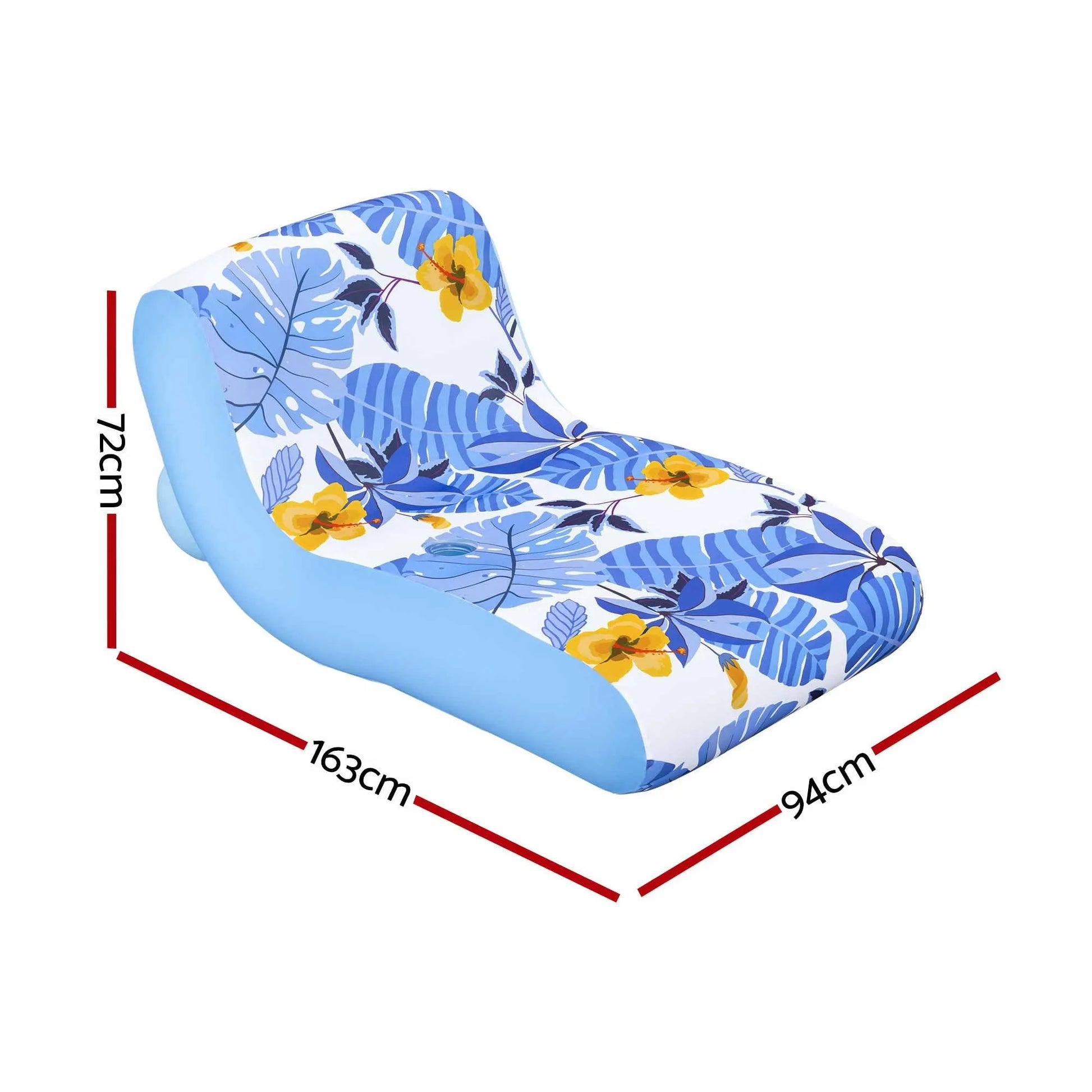 Bestway Inflatable Pool Float Sun Lounger with Cup Holder 163x94cm Blue - Image 2