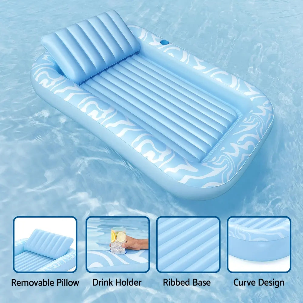 Bestway Float Floating Seat Pool Lounger Inflatable Lounge Chair Bed Pillow Cup Holder 2.03MX1.37M - Image 5