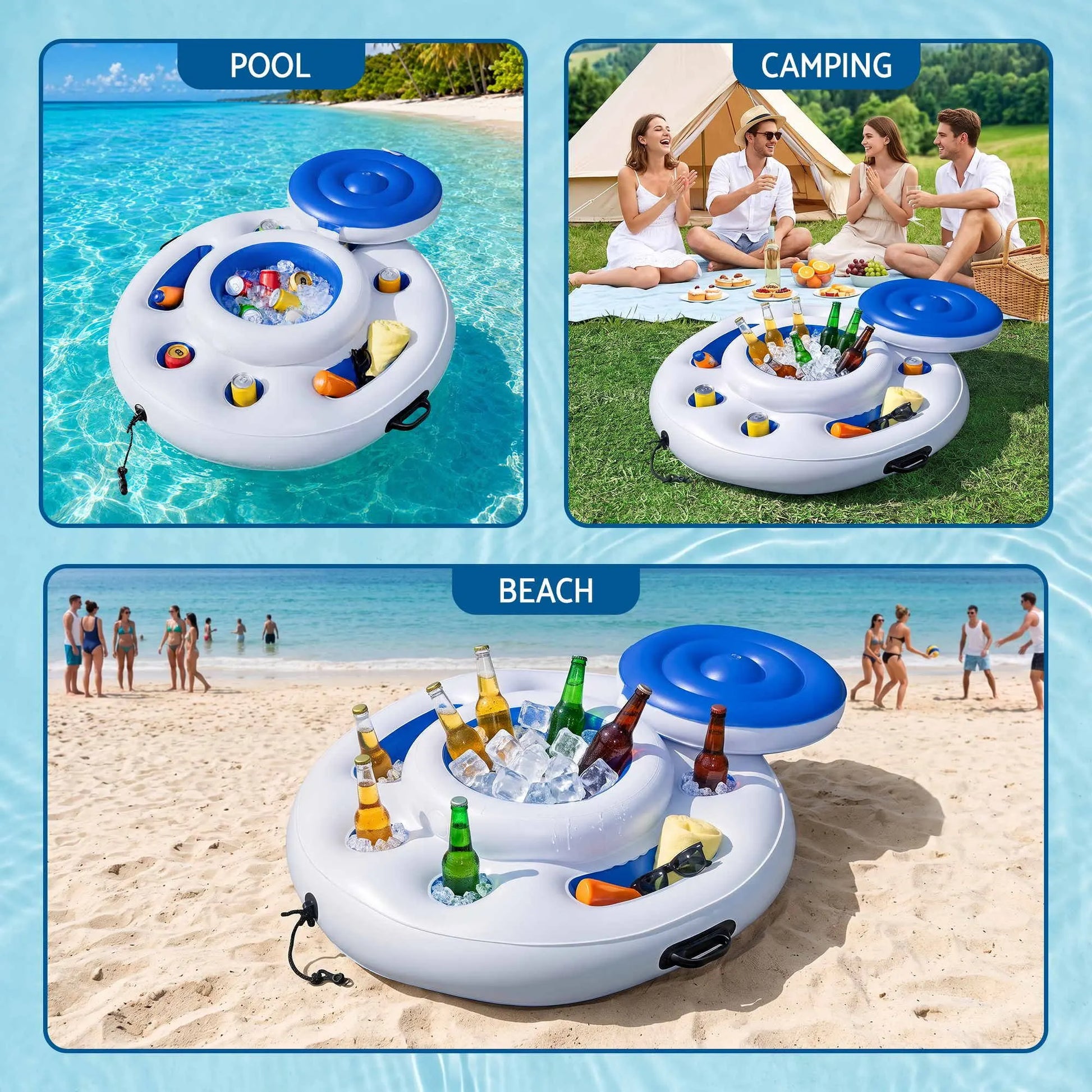 Bestway Inflatable Floating Cooler with Cup Holders for Pool Holds 24 Cans - Image 5