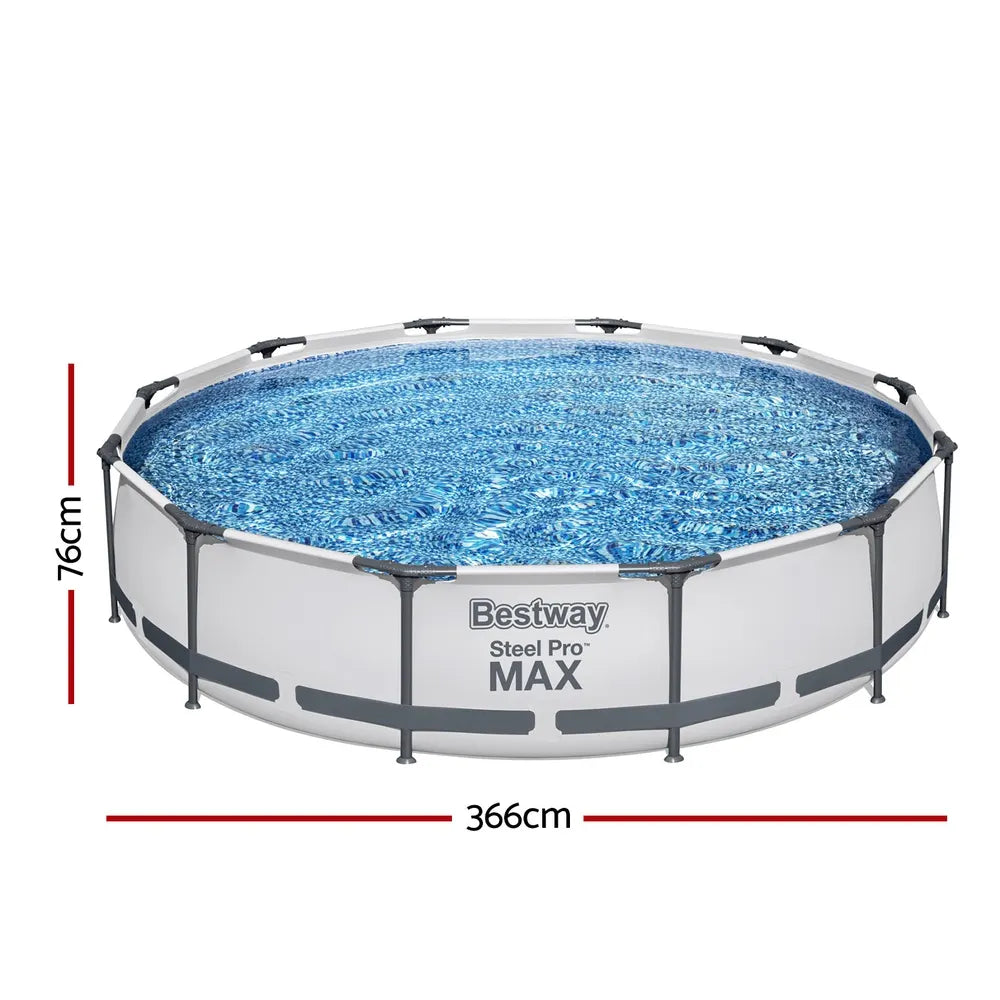 Bestway Swimming Pool 366x76cm Steel Frame Round Above Ground Pools w/ Filter Pump 6473L - Image 2