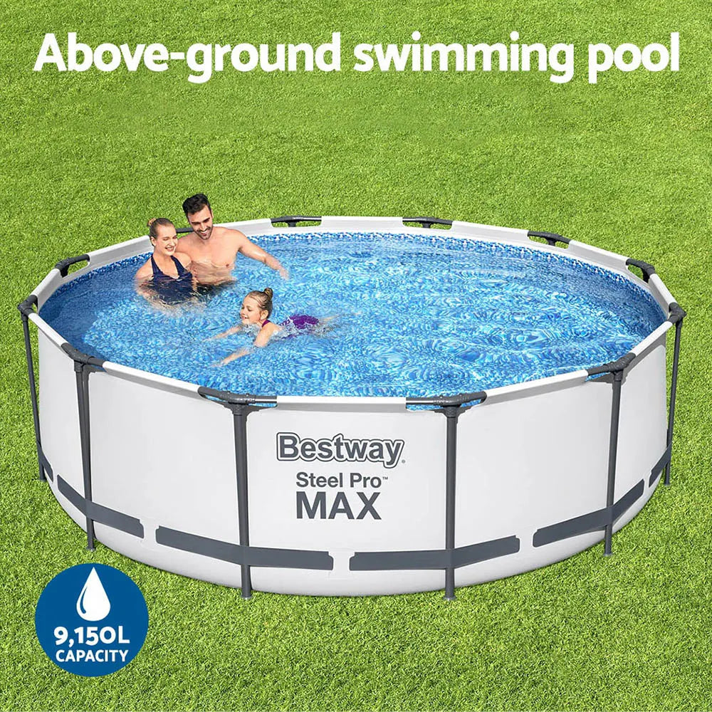 Bestway Swimming Pool 366x100cm Steel Frame Round Above Ground Pools w/ Filter Pump 9150L - Image 4