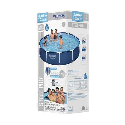 Bestway Swimming Pool 366x76cm Steel Frame Round Above Ground Pools w/ Filter Pump 6473L - Image 4