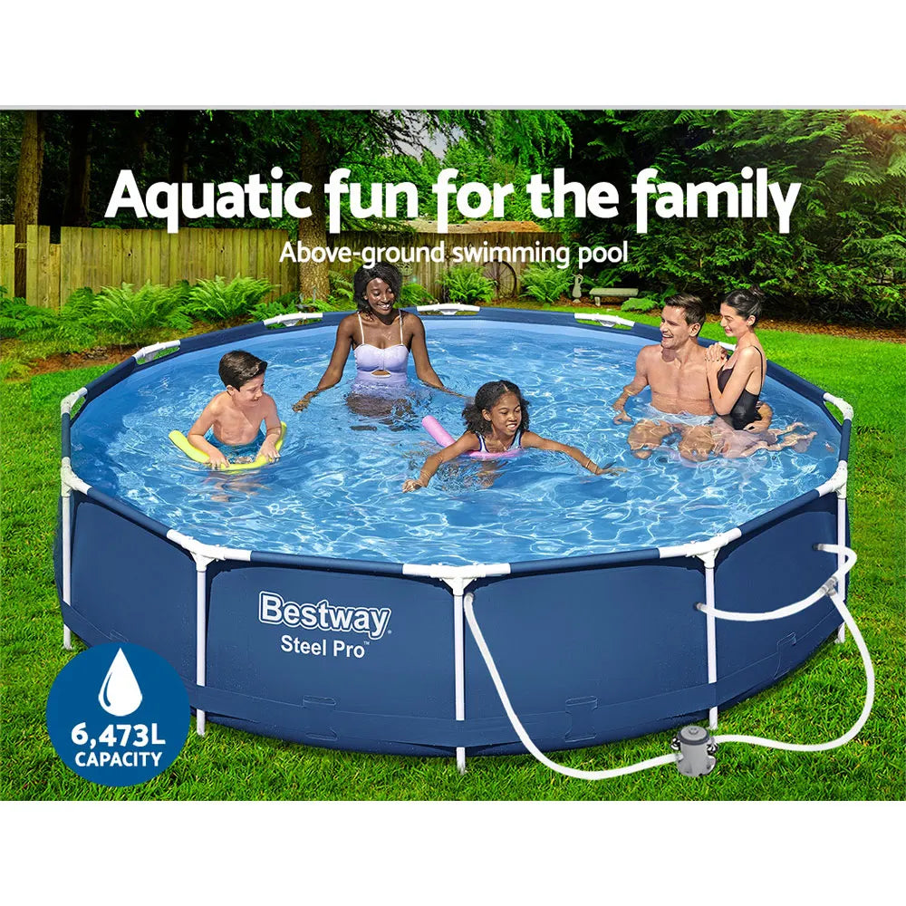 Bestway Swimming Pool 366x76cm Steel Frame Round Above Ground Pools w/ Filter Pump 6473L - Image 5