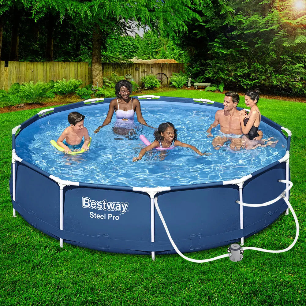 Bestway Swimming Pool 366x76cm Steel Frame Round Above Ground Pools w/ Filter Pump 6473L - Image 8