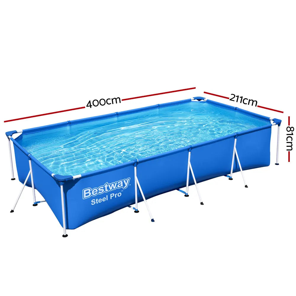 Bestway Swimming Pool 400x211x81cm Steel Frame Above Ground Pools 5700L - Image 2