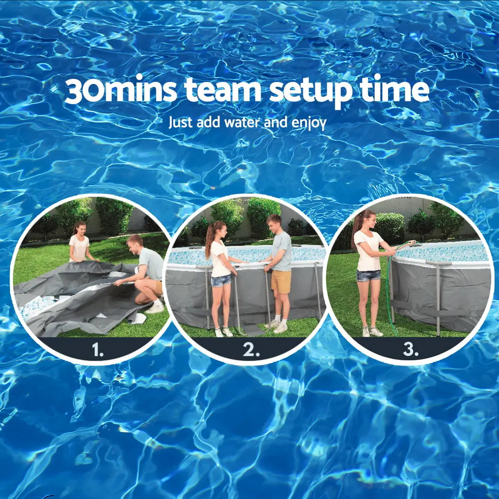 Bestway Swimming Pool 427x250x100cm Steel Frame Above Ground Pools Filter Pump Ladder 7250L - Image 6