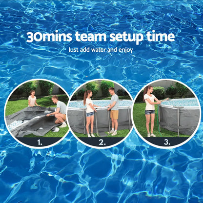 Bestway Swimming Pool 427x250x100cm Steel Frame Above Ground Pools Filter Pump Ladder 7250L - Image 6