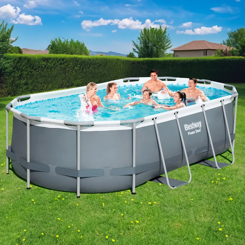 Bestway Swimming Pool 427x250x100cm Steel Frame Above Ground Pools Filter Pump Ladder 7250L - Image 7
