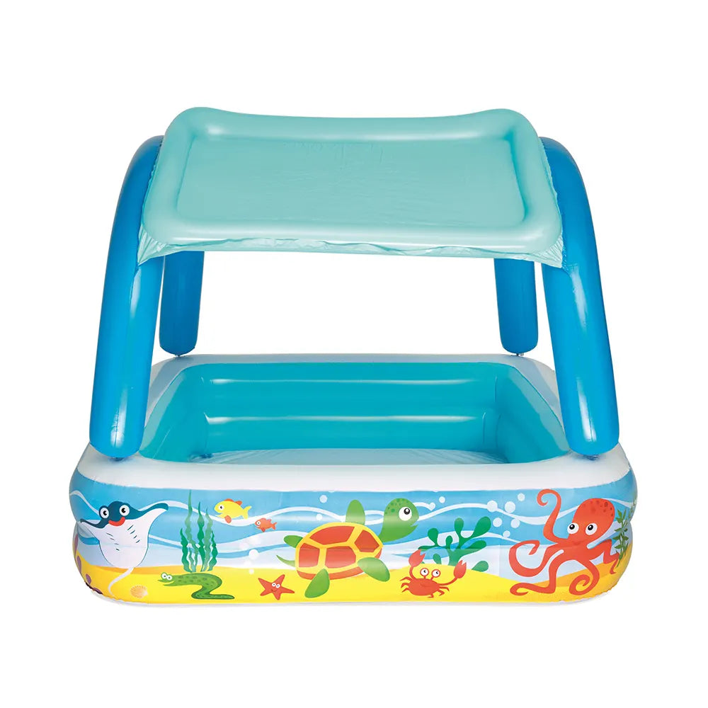 Bestway Kids Pool 140x140x114cm Inflatable Swimming w/ Canopy Play Pools 265L - Image 3