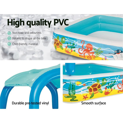 Bestway Kids Pool 140x140x114cm Inflatable Swimming w/ Canopy Play Pools 265L - Image 5